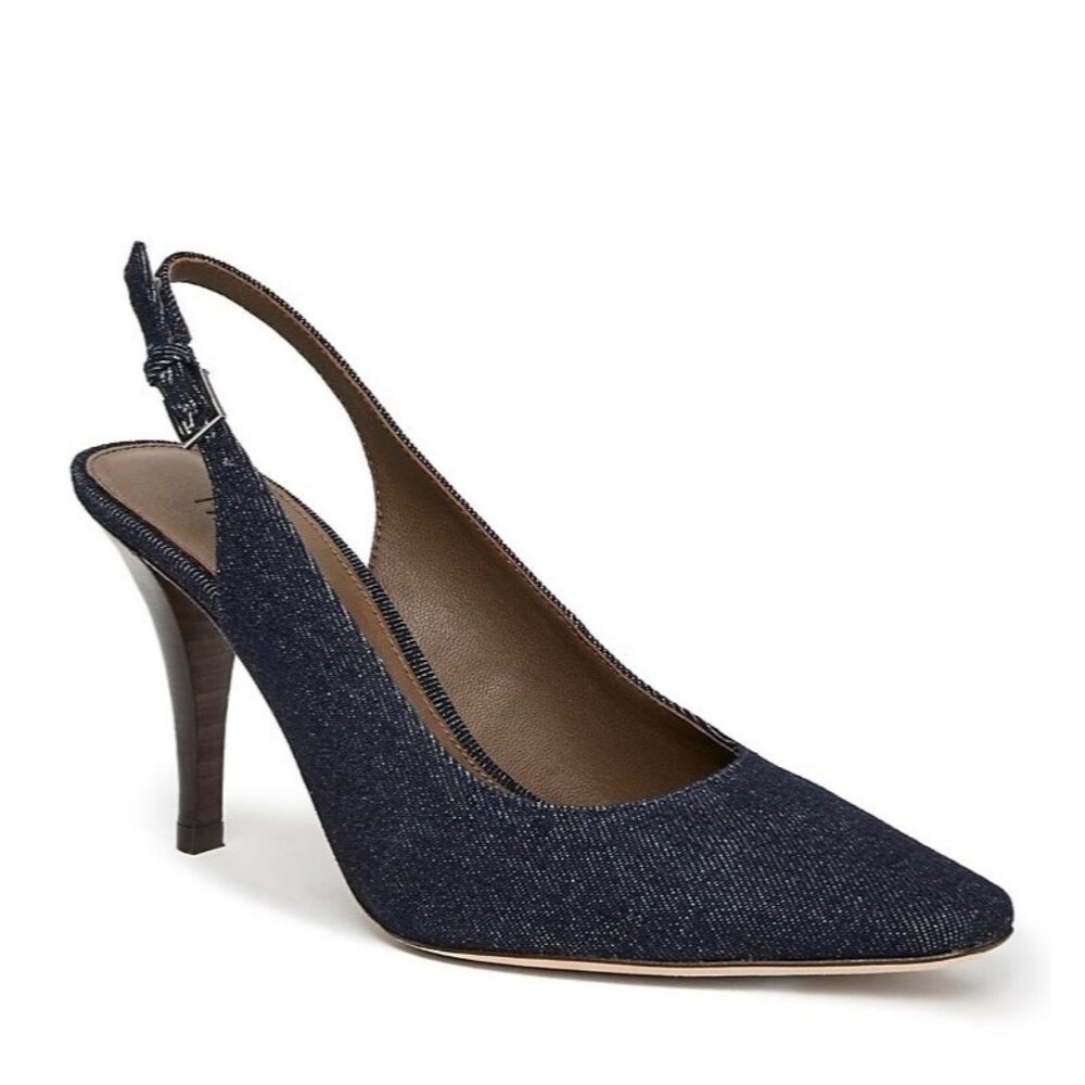 PAIGE Kaela Slingback Square‎ Toe Pump in Denim Size 7